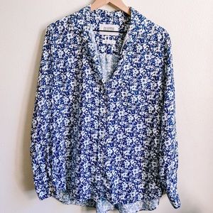 GRAYSON Button-Up in Blue Floral NWOT